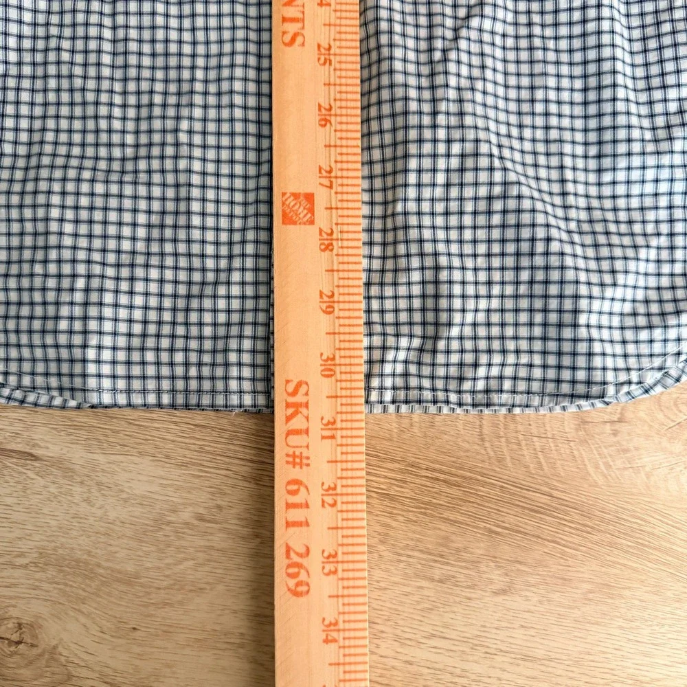 Banana Republic‎ Grant Fit Shirt Button Down Mens L Custom 078 Wash Blue Check